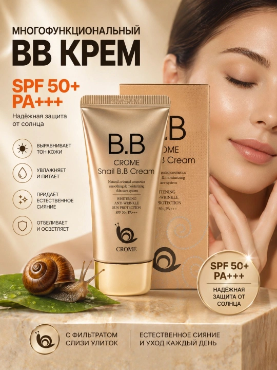 Тональный крем для лица Bergamo BB, матирующий, увлажняющий, с SPF, 50 мл - 