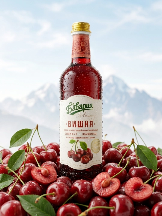 Напиток безалкогольный сильногазированный Бавария лимонад со вкусом Вишни, Премиум 0.5 л - 