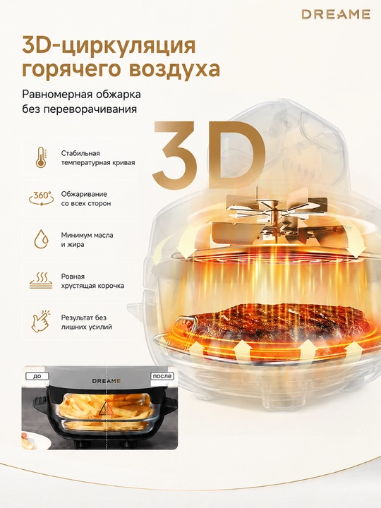 Аэрогриль Dreame Tasti Airfryer AF10/AF30/PT60/DZ30, 7.6л, фритюрница 1500-3000 Вт