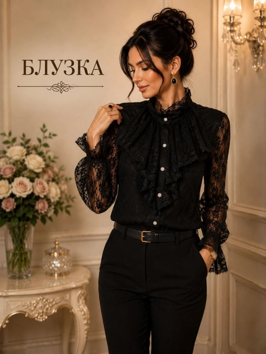 Bluzka ayollar uchun kofta bantikli gipürli bezakli zamonaviy fason M L - 