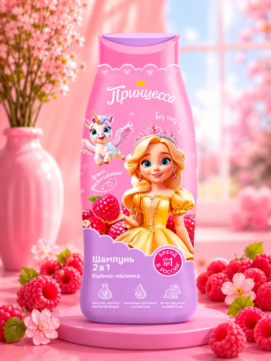 Shampun 2 tasi 1 da Kalinka-Malinka "Malika", 400 ml