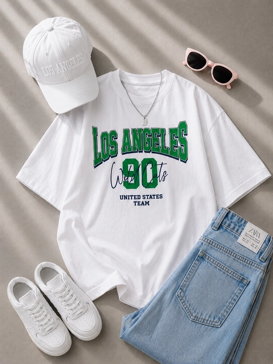 Женская футболка, oversize, 100% хлопок, с принтом, свободный крой - 