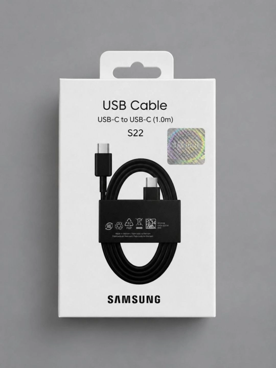 Samsung USB-C dan USB-C ga kabel, 1 metr, tez zaryadlash va ma'lumot uzatish