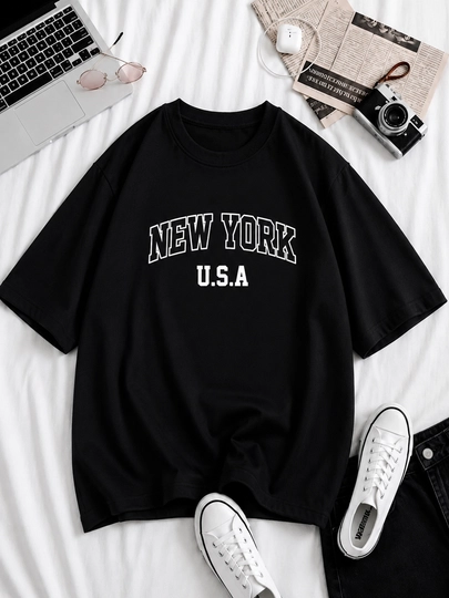 Женская футболка, оверсайз, хлопок — MEWEAR3-FUTBOLKACITY001-ЧЕРНСТЕ-Ovesize-2XL