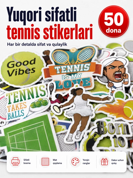 Nakleykalar, stikerlar "Futbol, yoga, tennis, basketbol, voleybol, poyga, Ronaldu" - 