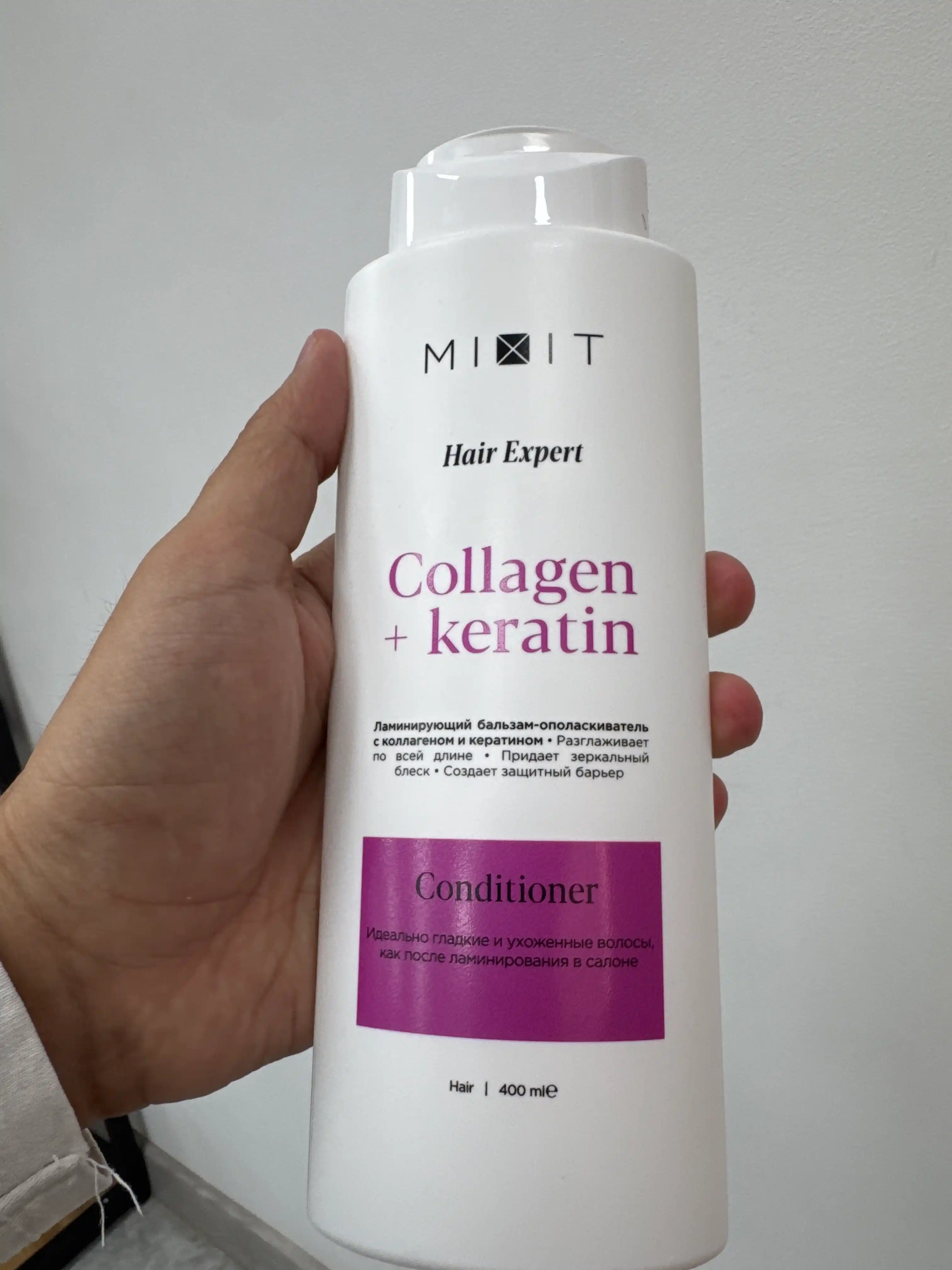 MIXIT Kollagen va keratin bilan laminatsiya qiluvchi balzam-konditsioner 400 ml