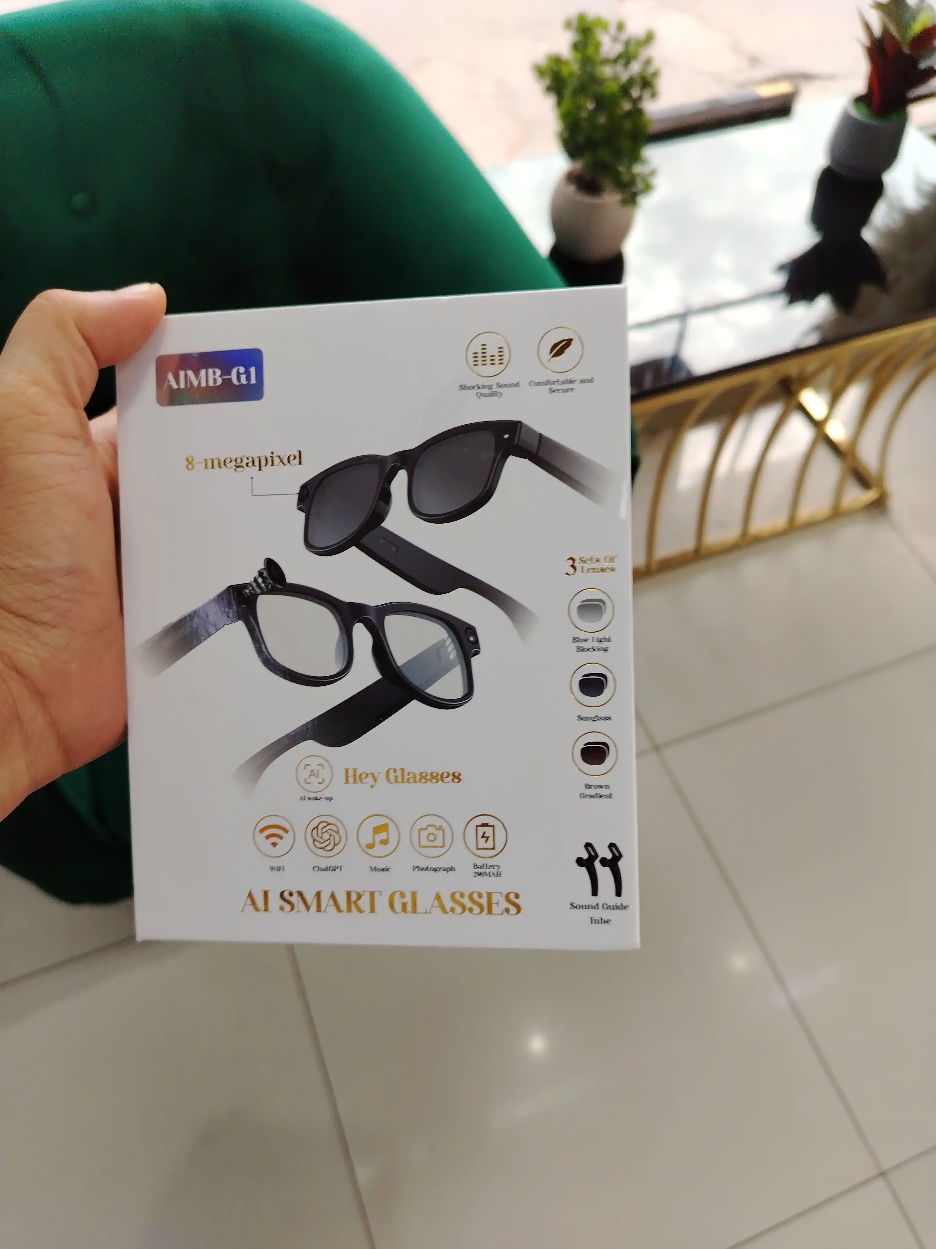 Kamerali smart ko‘zoynak Smart ochki Ai funksiyasi, Bluetooth naushniki bilan