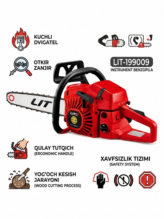 Benzinli motorli zanjirli arra, Benzapila, benzopila, LIT benzopila, erkaklar uchun