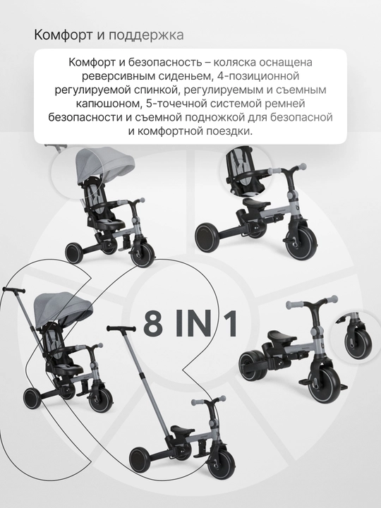 KikkaBoo Aluma Army Green 8in1 uch g‘ildirakli velosiped, buklanadigan, 12 oy+