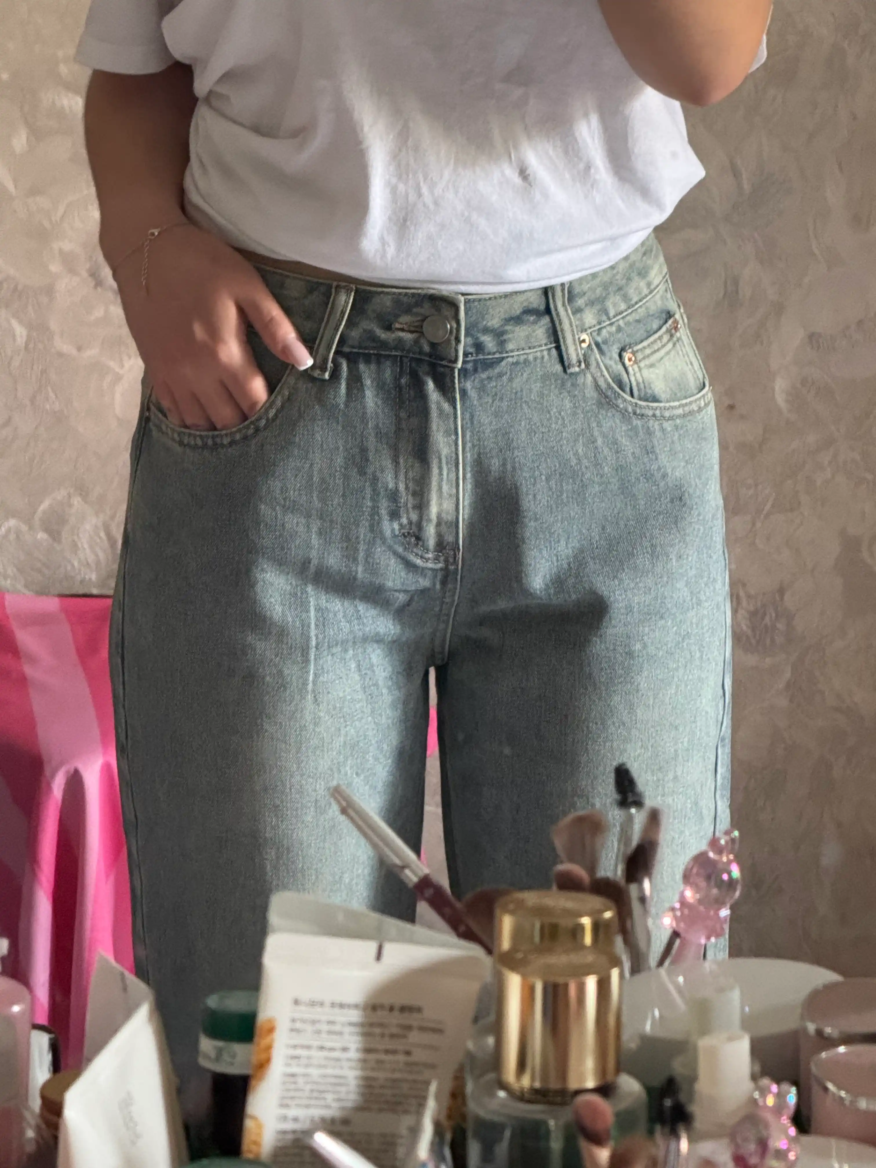 Ayollar baggy jinsi oversize Y2K, keng jinsi baland bel, moda keng shim paxta