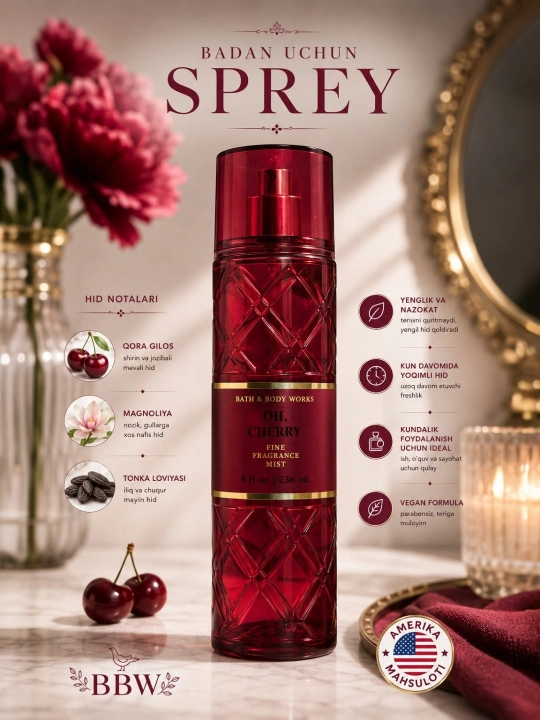 Спрей для тела, Bath & Body Works, мист, парфюмированный спрей, США - 