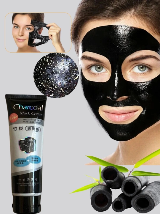 Charcoal Mask Yuz uchun husnbuzarlarga qarshi ko‘mirli niqob, oqartiruvchi, qora, 130 g - 
