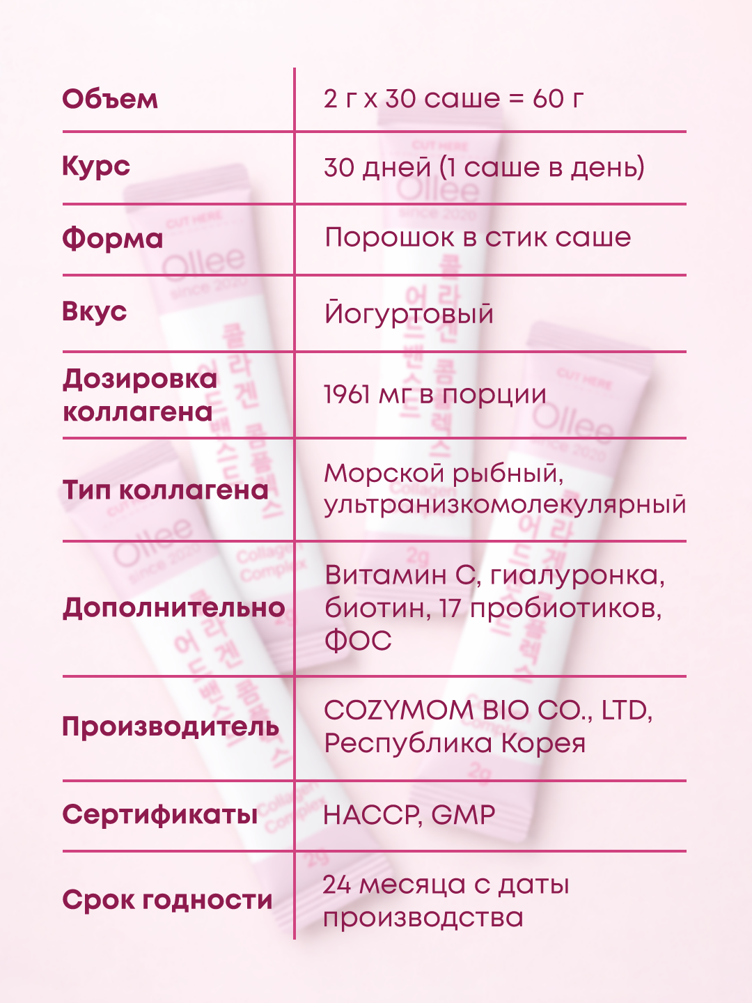 Soch, teri va bo‘g‘imlar uchun OLLEE Advanced Collagen Complex kollagen kompleksi