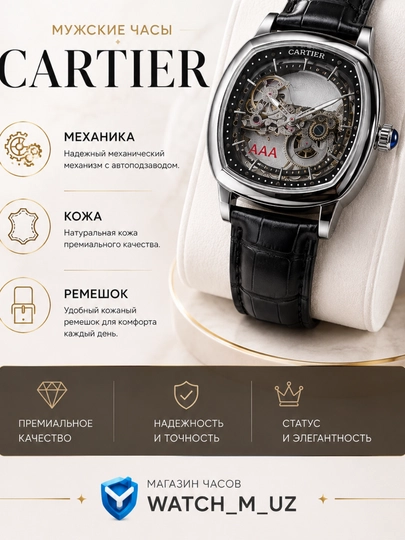 Мужские часы CARTIER Skeleton — МАГЧАС-4Ц-ЧЕРНСТЕ