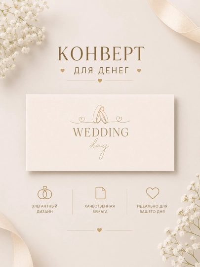 Свадебные конверты для денег 16,5×8 см – подарочные конверты на свадьбу — ДУШНИЛА-WEDDING-КРЕМОВ
