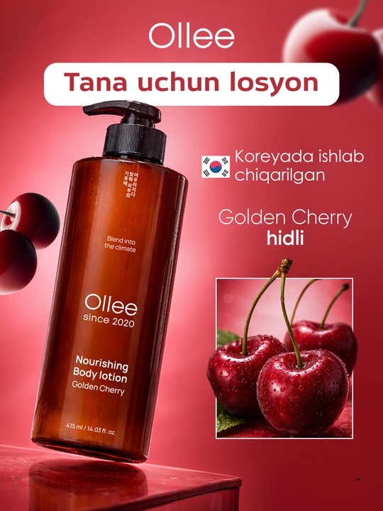 Tana uchun losyon, OLLEE, 420 ml, ozuqaviy, namlantiruvchi, olcha iforli, terini parvarish