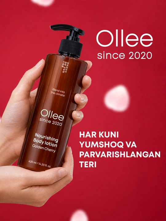 Tana uchun losyon, OLLEE, 420 ml, ozuqaviy, namlantiruvchi, olcha iforli, terini parvarish