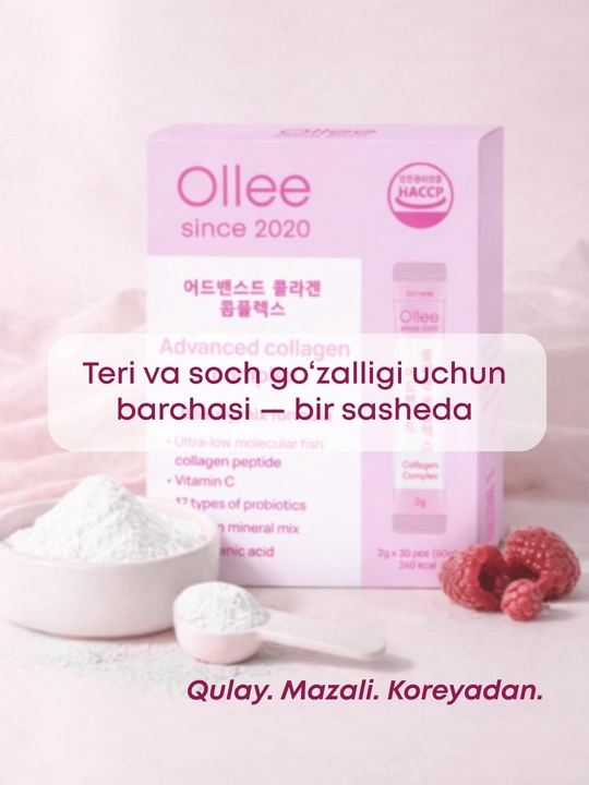 Teri soch va bo‘g‘imlar uchun kollagen kompleksi OLLEE Advanced Collagen 30 stik