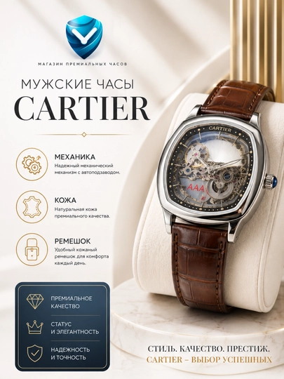 Мужские часы CARTIER Skeleton — МАГЧАС-3Ж-ШОКОЛ