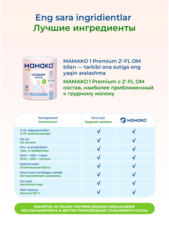 Echki sutidagi bolalar aralashmasi MAMAKO Premium 1  400/ 800 g 0-6 oy