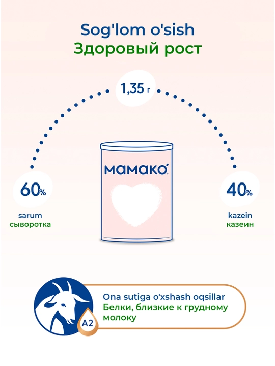Echki sutidagi bolalar aralashmasi MAMAKO Premium 1  400/ 800 g 0-6 oy
