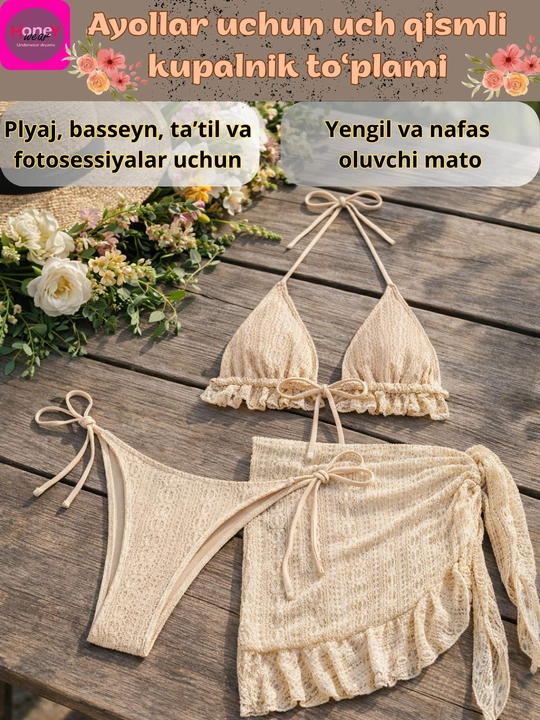 Ayollar uchun uch qismli suzish kiyimi - 