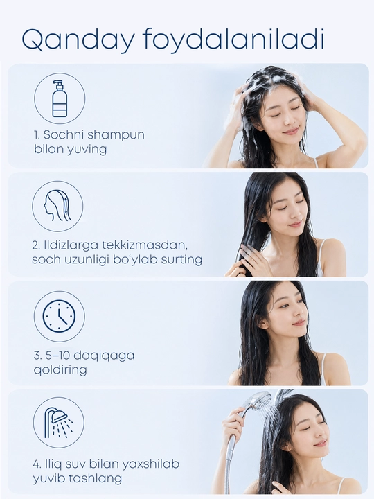OLLEE soch uchun 200 ml li, keratin va proteinli, tiklovchi balzam-niqob
