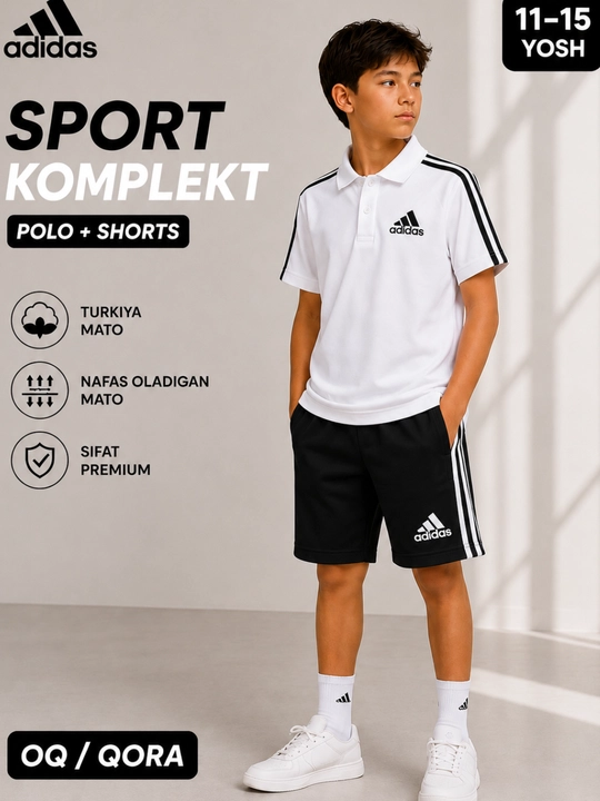 O‘g‘il bolalar uchun polo va shortiklar, yuqori sifatli sport kostyumi - 
