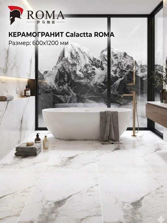 Керамогранит ROMA Ceramics J12G953 120x60 глянец, премиум, ударопрочный, антицарапина