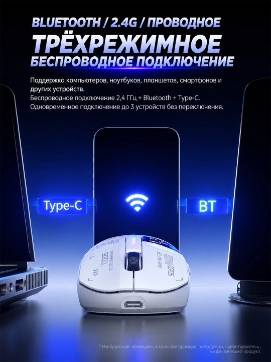 AULA SC650 simsiz gaming sichqoncha 12000 DPI Bluetooth / 2.4G / Type-C displeyli