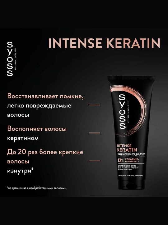 Интенсивный кондиционер Syoss Intense Keratin для сухих и ломких волос, 250 мл - 