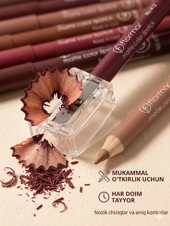 Lab uchun bo'yoq qalam, FLORMAR, suvga chidamli, o'tkirlagich bilan, matli, 12 xil rangda