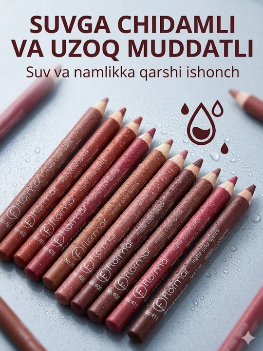 Lab uchun bo'yoq qalam, FLORMAR, suvga chidamli, o'tkirlagich bilan, matli, 12 xil rangda