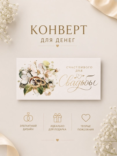 Свадебные конверты для денег 16,5×8 см – подарочные конверты на свадьбу — ДУШНИЛА-WEDDING-БЕЛЫЙ