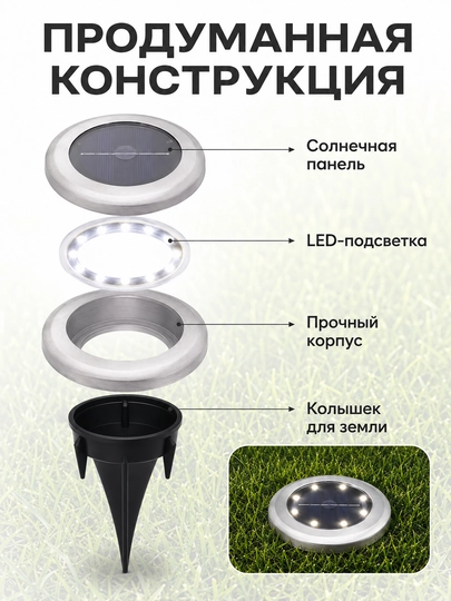 Quyoshli bog‘ chiroqlari LED, yerga qo‘yiladigan, simsiz yo‘lak va hovli uchun to‘plam