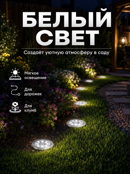 Quyoshli bog‘ chiroqlari LED, yerga qo‘yiladigan, simsiz yo‘lak va hovli uchun to‘plam
