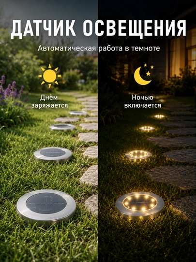 Quyoshli bog‘ chiroqlari LED, yerga qo‘yiladigan, simsiz yo‘lak va hovli uchun to‘plam