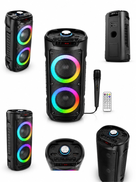 Katta Bluetooth simsiz kolonka, karaoke, RGB yoritish, mikrofon va pult bilan