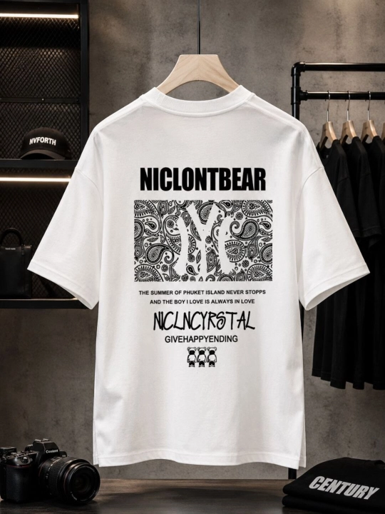 Футболка оверсайз мужская / женская NICLONTBEAR — стильная хлопковая футболка унисекс - 