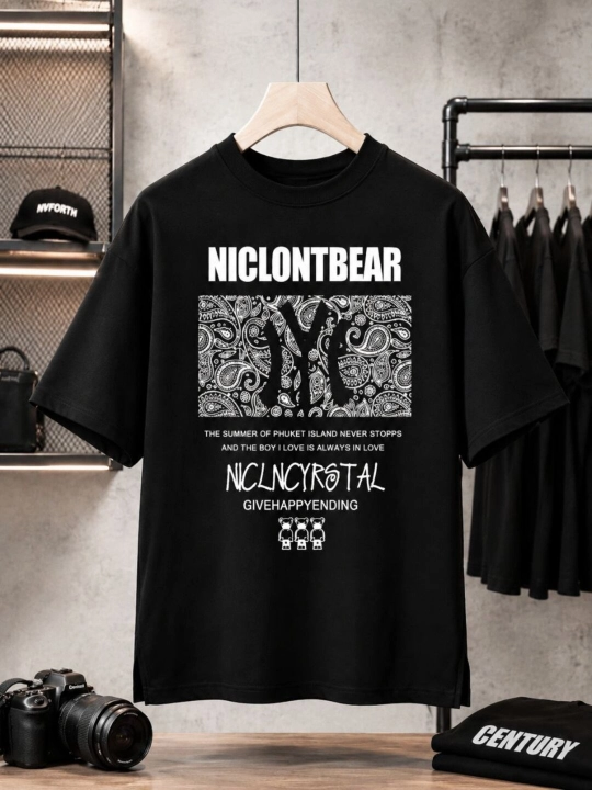 Футболка оверсайз мужская / женская NICLONTBEAR — стильная хлопковая футболка унисекс - 