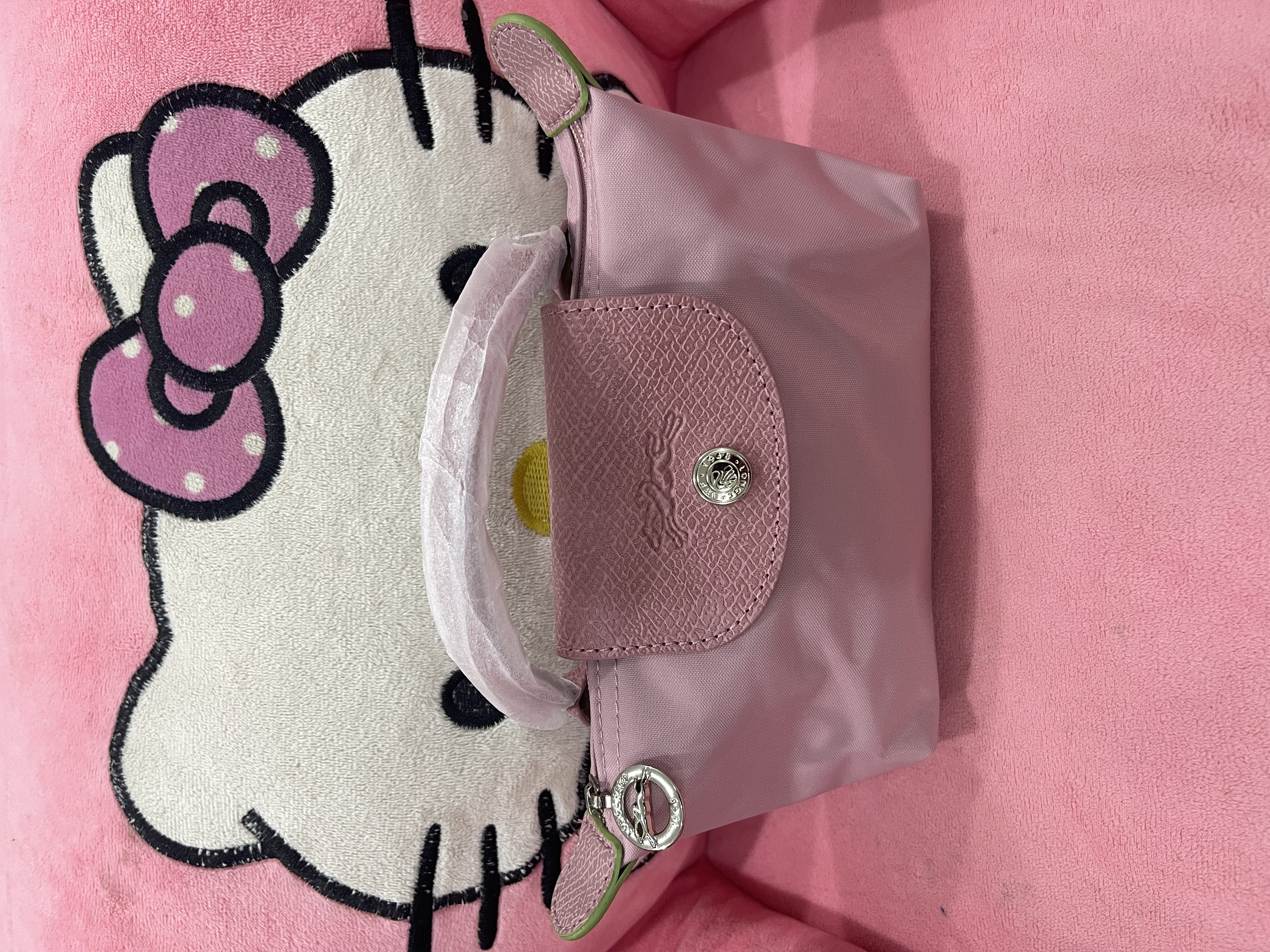 Ayollar sumkasi, mini Longchamp Le Pliage uslubida, yelkadan o‘tkazilgan ixcham