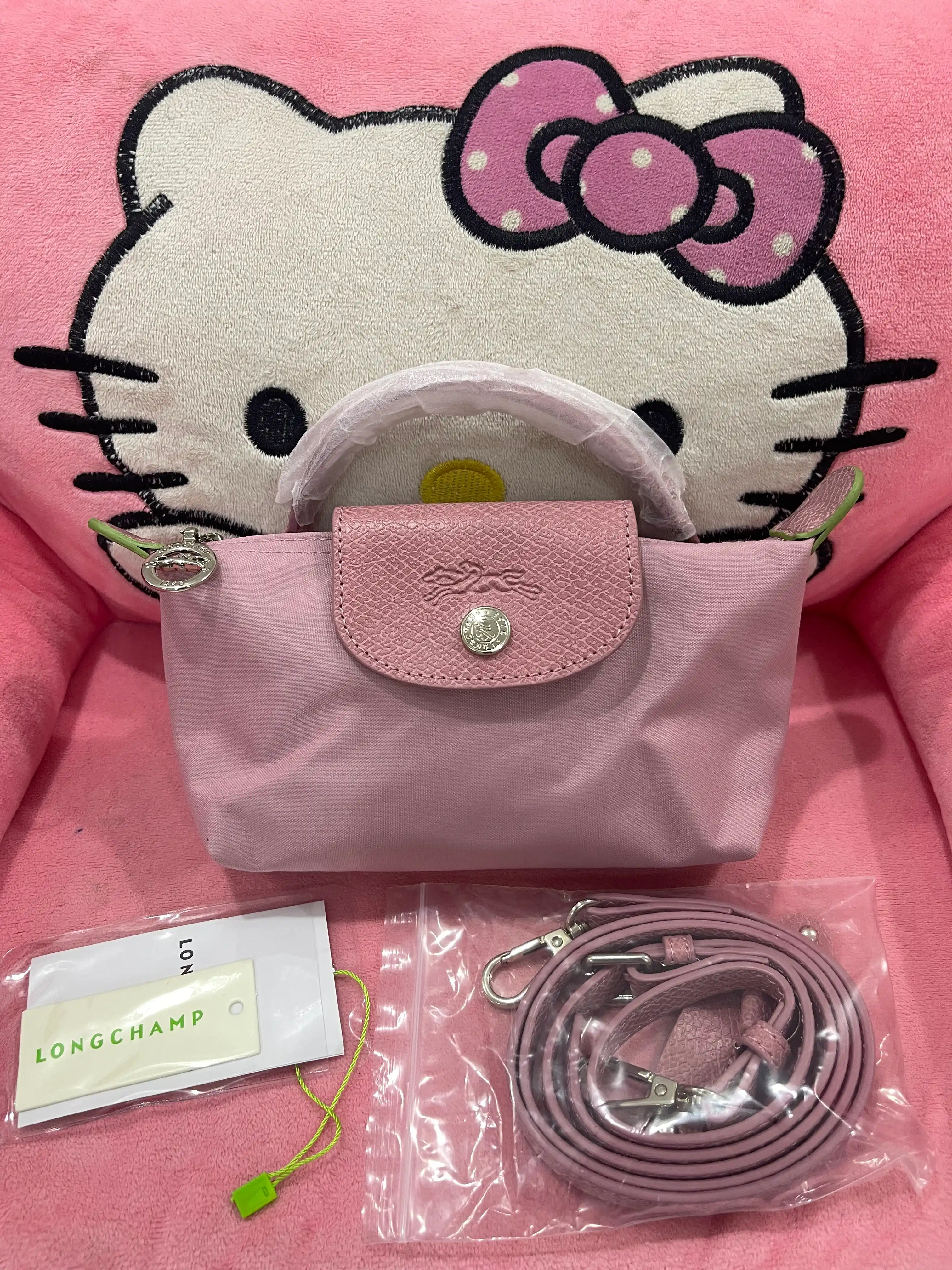 Ayollar sumkasi, mini Longchamp Le Pliage uslubida, yelkadan o‘tkazilgan ixcham