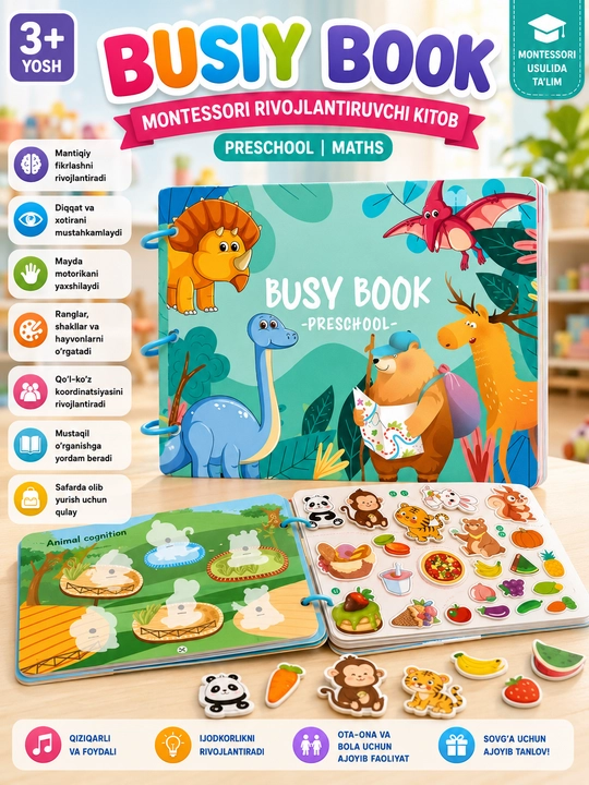 Bolalar uchun rivojlantiruvchi Busy Book - 