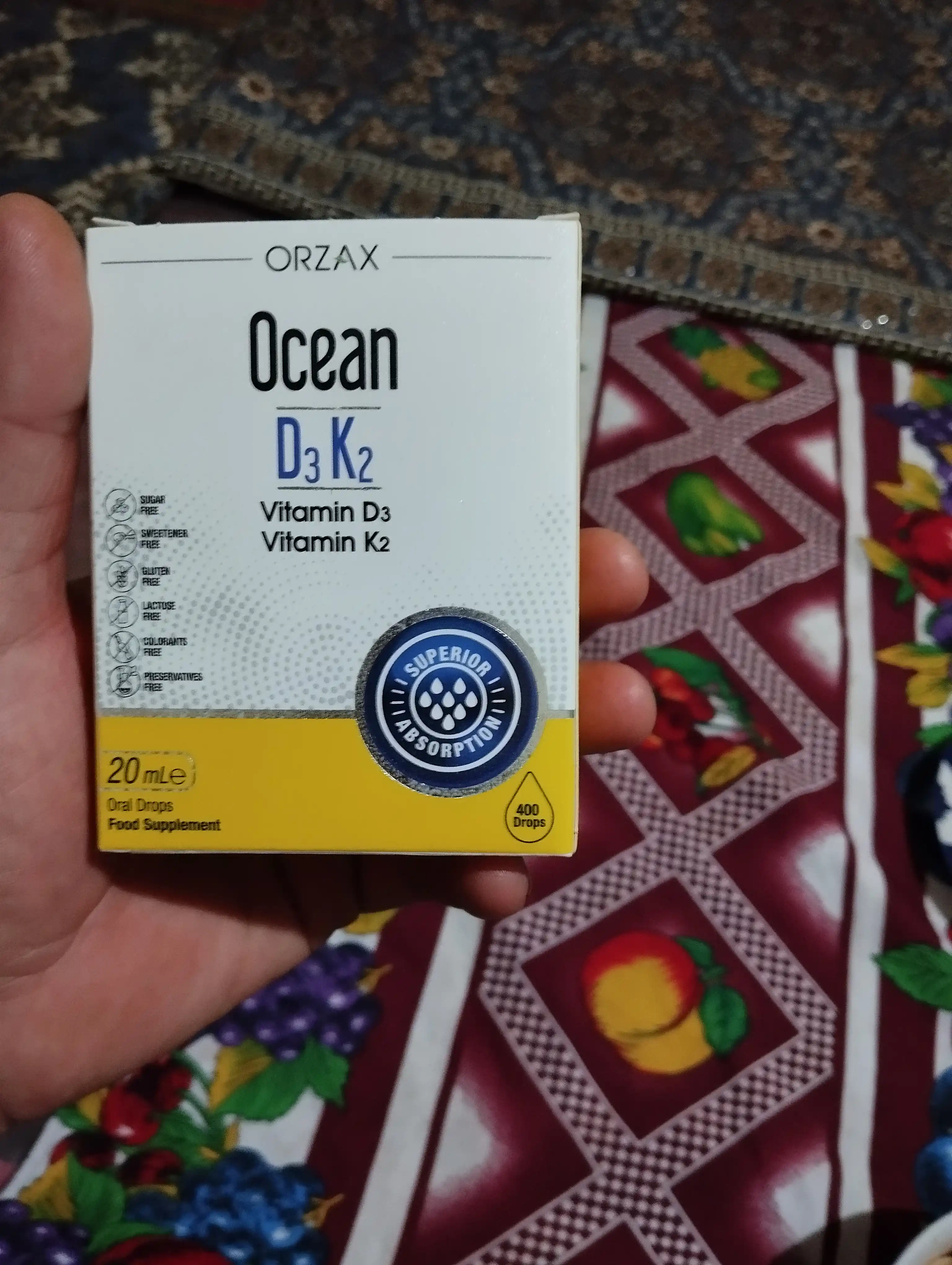 Ocean Vitamin D3 va K2 tomchilari 1000 IU, 20 ml, Turkiya