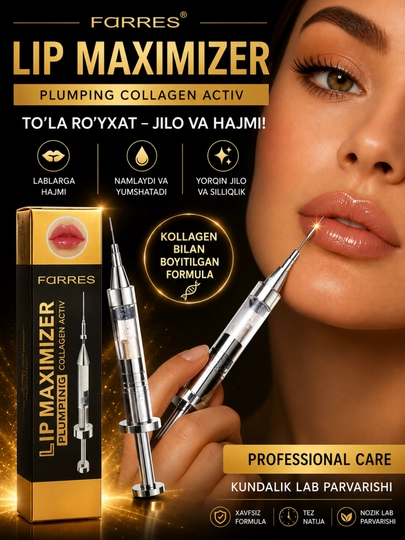 Farres Lip Maximizer – lablar uchun blesk, hajm beruvchi va namlantiruvchi lip gloss - 