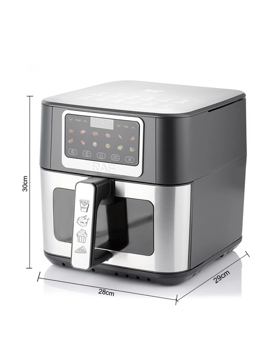 Aerogril RAF air fryer 5, 6.5, 8 litr, 1700 Vt, yog‘siz, oyna bilan, sensorli boshqaruv