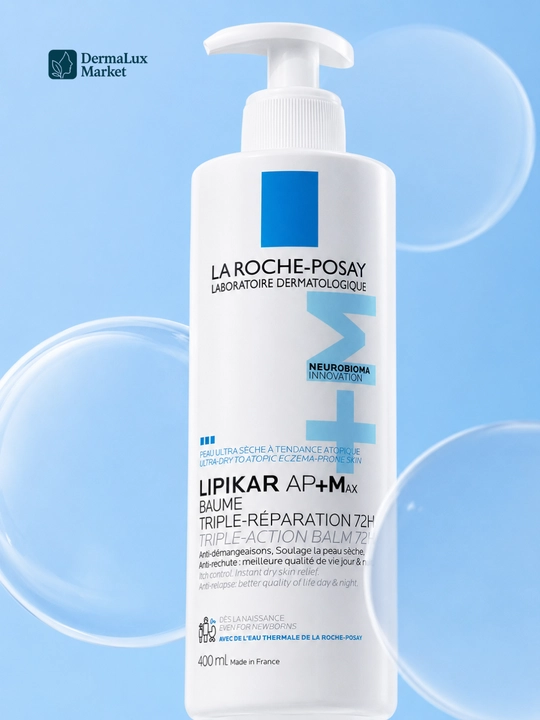 La Roche Lipikar AP+Max — увлажняющий и смягчающий бальзам для тела до 72 часов, 400 мл