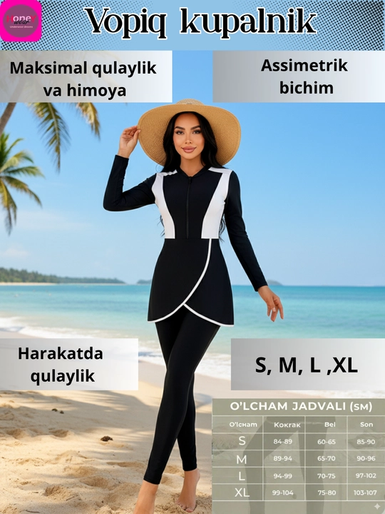 Ayollar uchun yopiq suzish kiyimi: quyoshdan himoya - 
