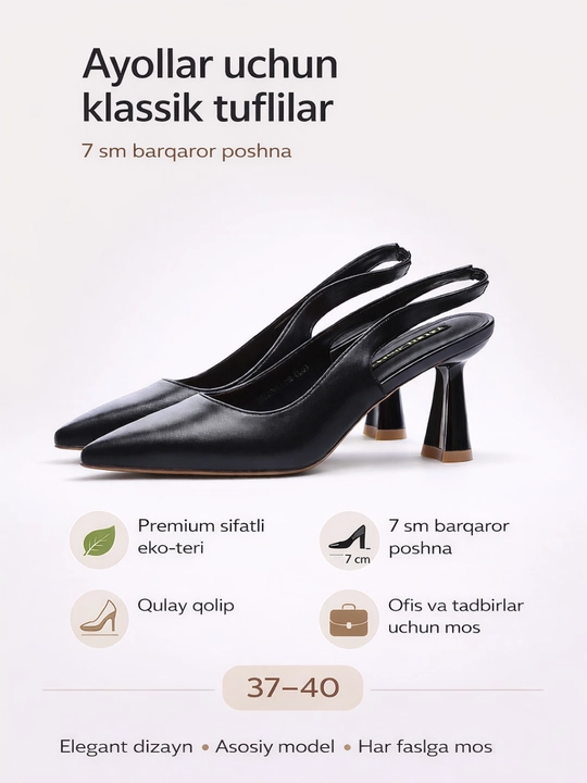 Ayollar uchun ochiq poshnali, 7 sm, tufli va bosonojkalar, eko-teridan slingbeklar - 