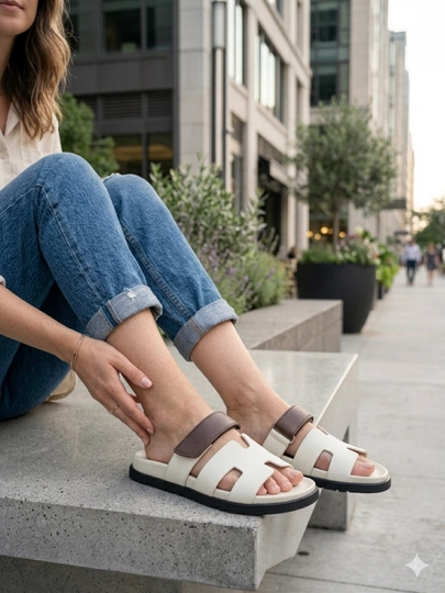 Шлепанцы Hermes женские летние, мягкие повседневные тапочки — NELLAUZ-HERMES01-КОРИЧН-39